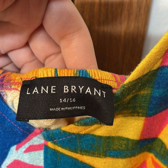 LANE BRYANT UEC Size 14/16 Sleeveless Tropical Print Midi Dress Pink Blue yellow - Picture 9 of 16